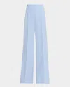 Akris Fiyuki Wool Blend Double Face Wide Leg Pants In Blue