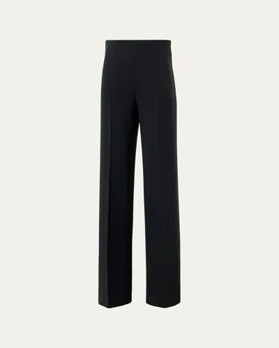 Akris Double-face Wool Bootcut Trousers In Blue