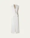 Akris Double-face Wool Midi Sheath Dress In Ecru