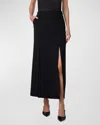 Akris Double-face Wool Midi Skirt With Irregular Slits In Black