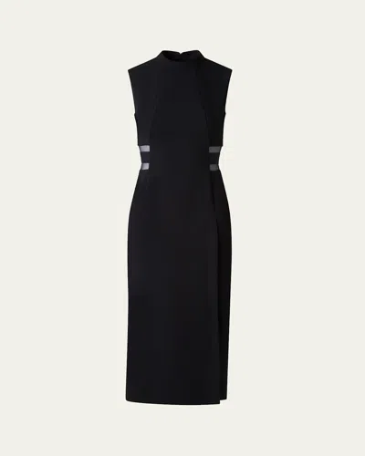 Akris Double-face Wool Sheath Midi Dress In Black