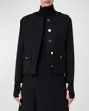 AKRIS DOUBLE-FACE WOOL WINTER JACKET WITH GOLD-TONE BUTTONS