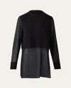 Akris Double Layer Silk Crepe Georgette Tunic Blouse In Black