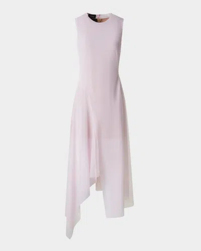 AKRIS DOUBLE LAYER TECHNO TULLE MIDI DRESS