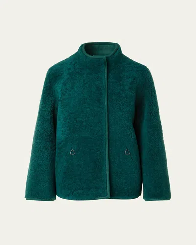 Akris Dru Reversible Shearling And Leather Jacket In Green