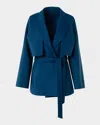Akris Duo Cashmere Double-face Wrap Coat With Detachable Bolero In Blue