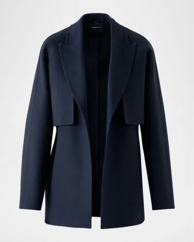Akris Duo Cashmere Double-face Wrap Coat With Detachable Bolero In Blue