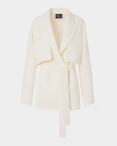 Akris Duo Convertible Linen-wool Coat In Sand