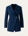 Akris Duska Techno Neoprene Double-breasted Jacket In Blue