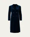Akris Edine Double-breasted Long Velvet Coat In Black