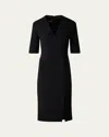Akris Elbow Sleeve Sheath Wool Dress In Black