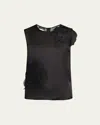 Akris Embellished 3d Anemone Silk Organza Blouse