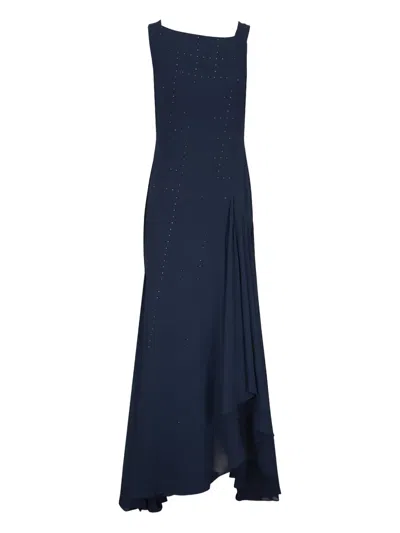 Akris Embellishment Draped Maxi Dress In Blue