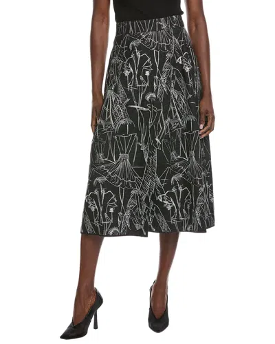 Akris Embroidered Denim Skirt In Black