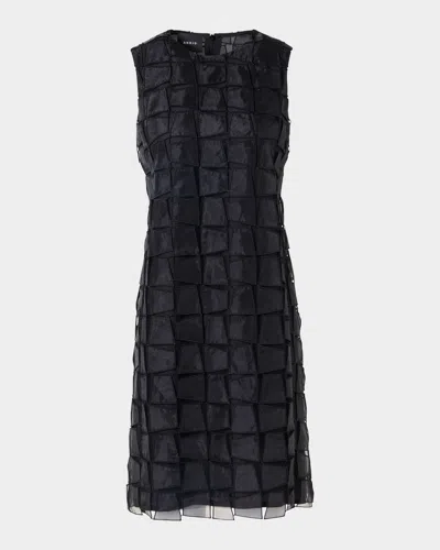 Akris Embroidered Organza Sheath Dress In Black