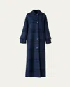 Akris Estelle Double-face Wool Maxi Coat In Blue