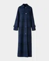 Akris Estelle Double-face Wool Maxi Coat In Blue