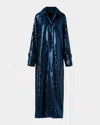 Akris Estelle Sequined Chiffon Maxi Coat In Blue