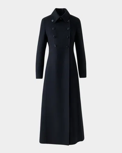 AKRIS EVA DOUBLE-BREASTED WOOL DOUBLE FACE LONG COAT