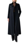 Akris Eva Double-breasted Wool Double Face Long Coat In Blue