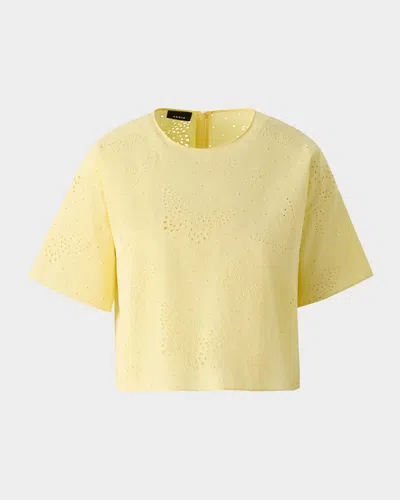 Akris Exclusive Broderie Anglaise Short-sleeve Top In Yellow