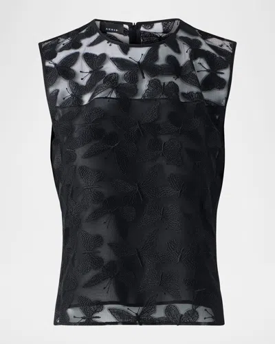 Akris Exclusive Butterfly Embroidered Sleeveless Top In Black
