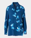 Akris Exclusive Butterfly-print Silk Button-down Shirt In Blue