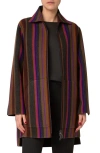 AKRIS AKRIS FABIOLA STRIPE DOUBLE FACE WOOL COAT