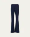 Akris Farida Stretch Wool Bootcut Trousers In Blue