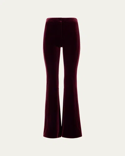 Akris Faris Neoprene Velvet Bootcut-leg Pants In Merlot Red