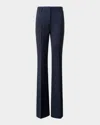Akris Marilyn Wool Stretch Flannel Bootcut-leg Ankle Pants In Blue