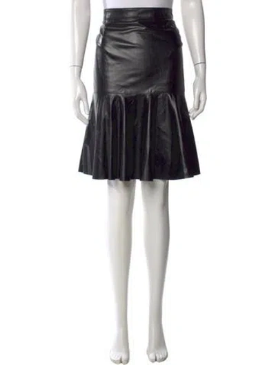 Pre-owned Akris Faux Leather Mini Skirt In Black