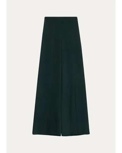 Akris Fellia Silk Georgette Flared Pants In Green