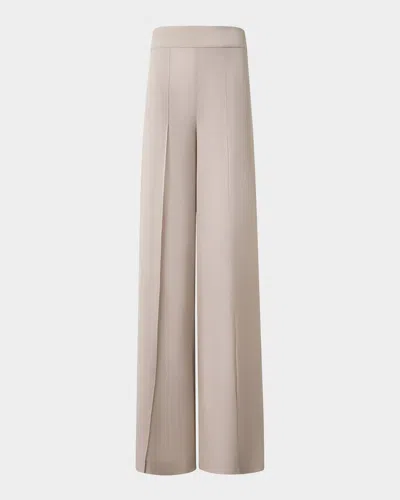 AKRIS FELLIA SILK GEORGETTE WIDE-LEG SLIT PANTS