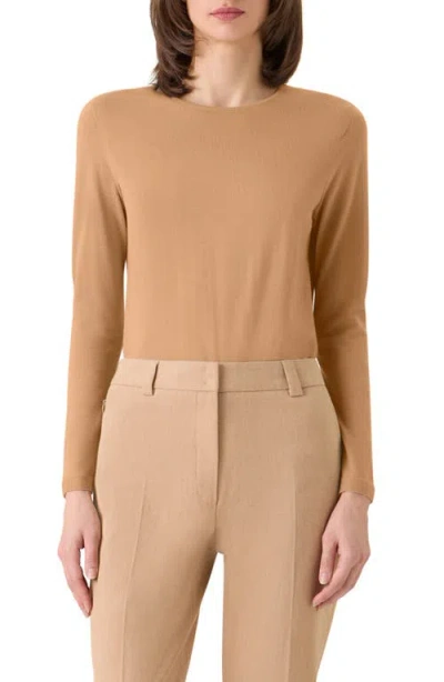 Akris Fine Cashmere & Silk Sweater In Brown