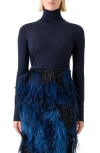 Akris Fine Gauge Cashmere & Silk Turtleneck Sweater In Blue