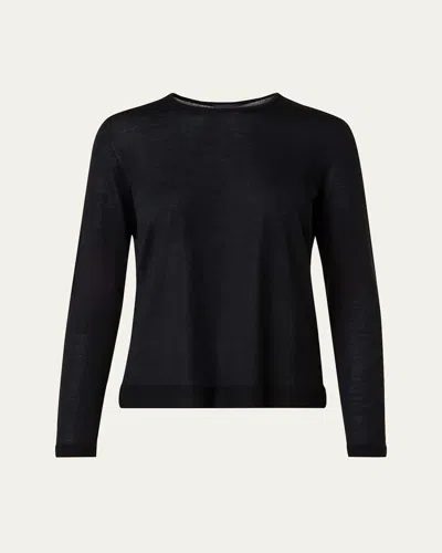 AKRIS FINE GAUGE CASHMERE SILK SWEATER