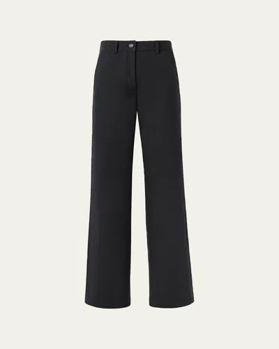 Akris Finnian Wide-leg Denim Pants In Black