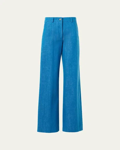 Akris Finnian Wide-leg Denim Pants In Twilight