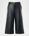 Akris Finny Leather Bermuda Shorts In Black