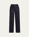Akris Fior Check Wool Flannel Wide-leg Trousers In Blue