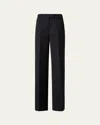 Akris Fior High-rise Pinstripe Wide-leg Pants In Black-ecru