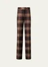 Akris Fior Wool Flannel Wide-leg Trousers In Chectnut-mocca