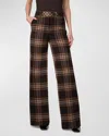 Akris Fior Wool Flannel Wide-leg Trousers In Chectnut-mocca