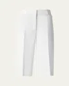 Akris Wide-leg Crop Cotton Twill Pants In Pure White