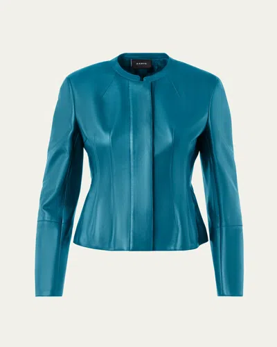 Akris Fitted Leather Jacket In Green