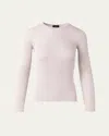 Akris Fitted Rib-knit Sweater In Pale Pink