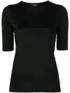 Akris Fitted Short-sleeve Knit Top In Schwarz