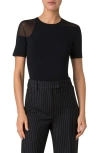 Akris Fitted Short Sleeve Round Neck Top In Black