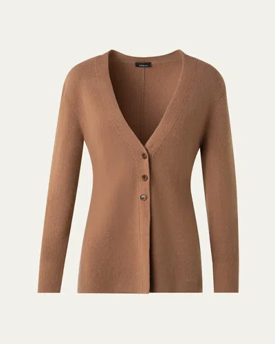 Akris Fitted Stretch Cashmere Cardigan In Cuoio